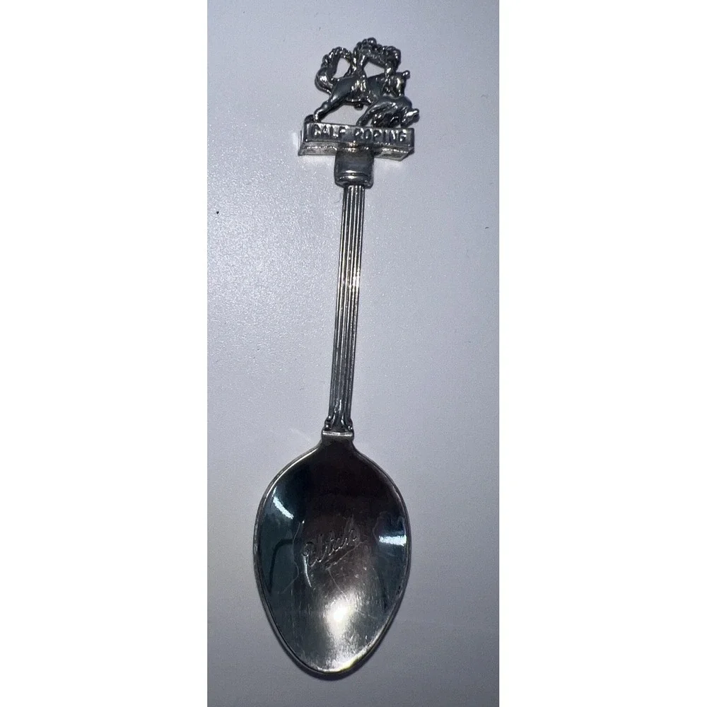 Vintage Souvenir Spoon US Collectible Calf‎ Roping Silver Plated Utah